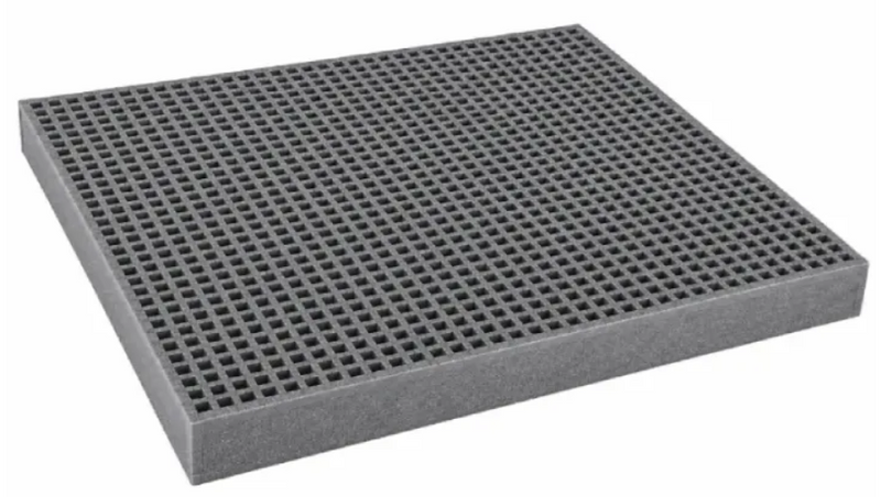 Fiberglass FRP Molded Grating Minimesh, 0.75" x 0.75" x 1" H, 4' W x 12' L, Fire Retardant, Gritted, RAL7012 Basalt Grey, ISO Resin