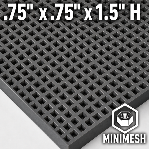 Grating - Minimesh, Profile: 0.75" x 0.75" x 1.5" H, Size: 4' W x 8' L, Fire Retardant: Yes, Color: RAL7012-BasaltGrey, Resin: ISO