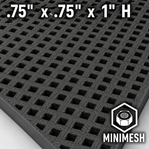 Grating - Minimesh, Profile: 0.75" x 0.75" x 1" H, Size: 4' W x 12' L, Fire Retardant: Yes, Color: RAL7012-BasaltGrey, Resin: ISO