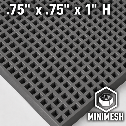 Grating - Minimesh, Profile: 0.75" x 0.75" x 1" H, Size: 4' W x 8' L, Fire Retardant: Yes, Color: RAL7012-BasaltGrey, Resin: ISO