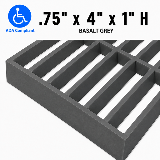Grating - Standard, Profile: 0.75" x 4" x 1" H, Size: 4' W x 8' L, Fire Retardant: Yes, Color: RAL7012-BasaltGrey, Resin: ISO