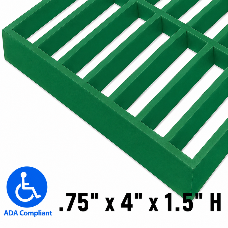 Grating - Standard, Profile: 0.75" x 4" x 1.5" H, Size: 4' W x 8' L, Fire Retardant: Yes, Color: RAL6032-SignalGreen, Resin: ISO