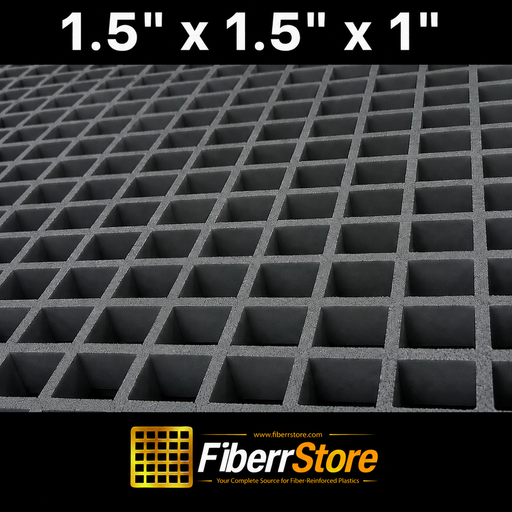 Grating - Standard, Profile: 1.5" x 1.5" x 1" H, Size: 4' W x 8' L, Fire Retardant: Yes, Color: RAL7012-BasaltGrey, Resin: ISO