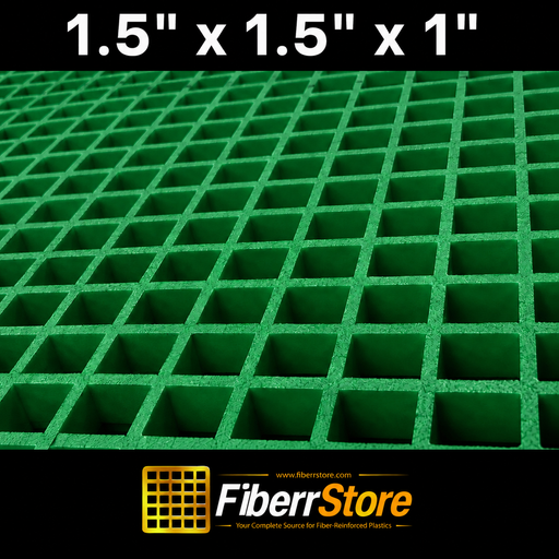 Grating - Standard, Profile: 1.5" x 1.5" x 1" H, Size: 4' W x 8' L, Fire Retardant: Yes, Color: RAL6032-SignalGreen, Resin: ISO