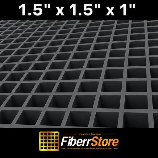 Grating - Standard, Profile: 1.5" x 1.5" x 1" H, Size: 4' W x 8' L, Fire Retardant: Yes, Color: RAL7012-BasaltGrey, Resin: ISO