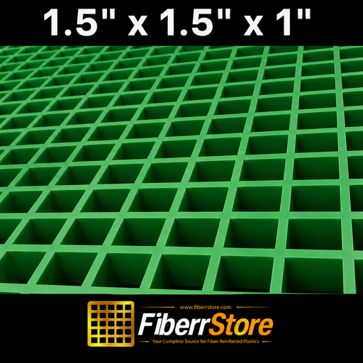 Grating - Standard, Profile: 1.5" x 1.5" x 1" H, Size: 4' W x 8' L, Fire Retardant: Yes, Color: RAL6032-SignalGreen, Resin: ISO