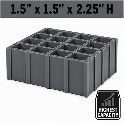 Grating - High Capacity, Profile: 1.5" x 1.5" x 2.25" H, Size: 4' W x 8' L, Fire Retardant: Yes, Grit: Yes, Color: RAL7012-BasaltGrey, Resin: ISO