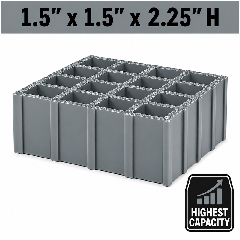 Grating - High Capacity, Profile: 1.5" x 1.5" x 2.25" H, Size: 4' W x 8' L, Fire Retardant: Yes, Grit: Yes, Color: RAL7004-SignalGrey, Resin: ISO