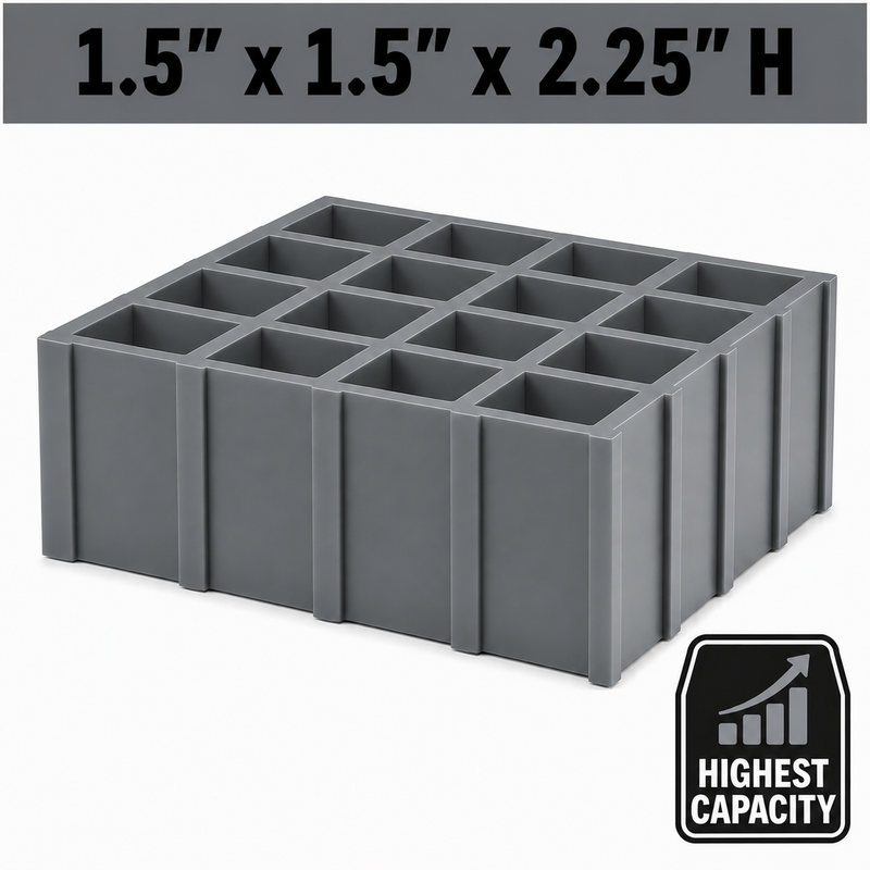 Grating - High Capacity, Profile: 1.5" x 1.5" x 2.25" H, Size: 4' W x 8' L, Fire Retardant: Yes, Grit: No, Color: RAL7012-BasaltGrey, Resin: ISO
