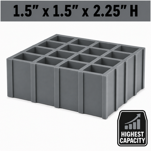 Grating - High Capacity, Profile: 1.5" x 1.5" x 2.25" H, Size: 4' W x 8' L, Fire Retardant: Yes, Grit: No, Color: RAL7012-BasaltGrey, Resin: ISO