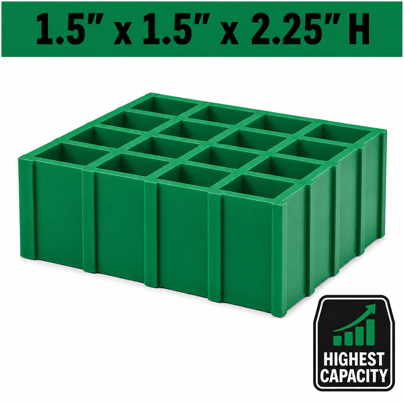 Grating - High Capacity, Profile: 1.5" x 1.5" x 2.25" H, Size: 4' W x 8' L, Fire Retardant: Yes, Grit: No, Color: RAL6032-SignalGreen, Resin: ISO