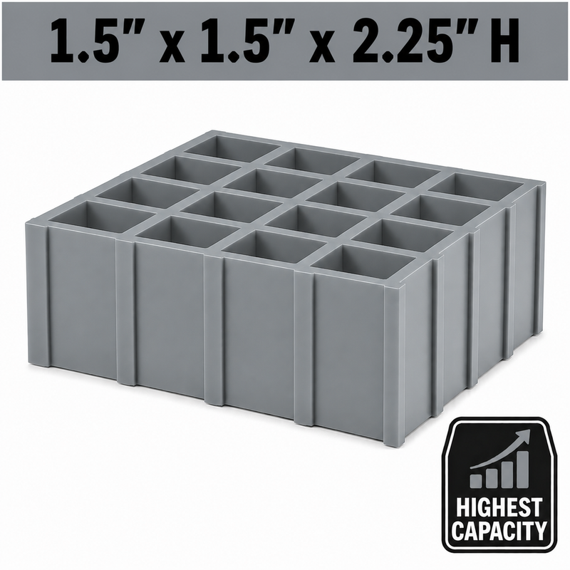 Grating - High Capacity, Profile: 1.5" x 1.5" x 2.25" H, Size: 4' W x 8' L, Fire Retardant: Yes, Grit: No, Color: RAL7004-SignalGrey, Resin: ISO