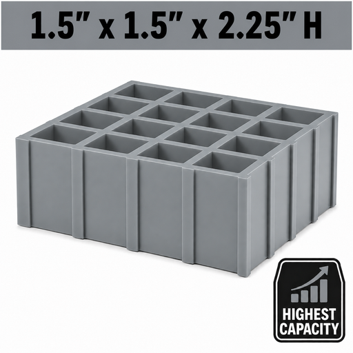 Grating - High Capacity, Profile: 1.5" x 1.5" x 2.25" H, Size: 4' W x 8' L, Fire Retardant: Yes, Grit: No, Color: RAL7004-SignalGrey, Resin: ISO