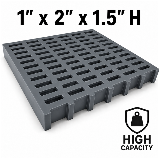 Grating - High Capacity, Profile: 1" x 2" x 1.5" H, Size: 4' W x 8' L, Fire Retardant: Yes, Grit: No, Color: RAL7012-BasaltGrey, Resin: ISO