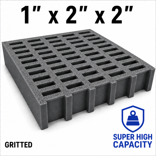 Grating - High Capacity, Profile: 1" x 2" x 2" H, Size: 4' W x 8' L, Fire Retardant: Yes, Grit: Yes, Color: RAL7012-BasaltGrey, Resin: ISO