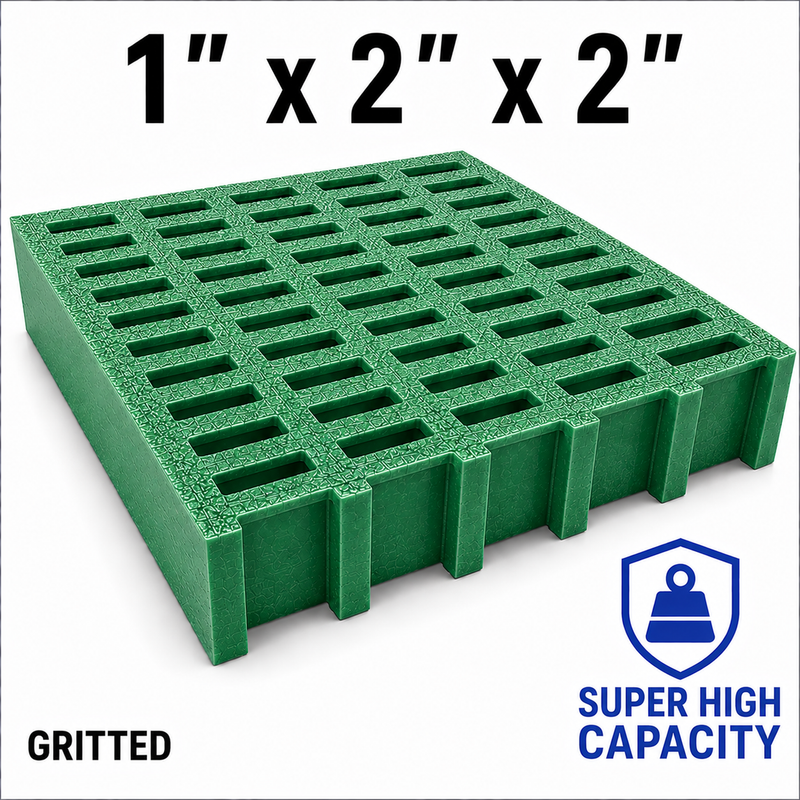 Grating - High Capacity, Profile: 1" x 2" x 2" H, Size: 4' W x 8' L, Fire Retardant: Yes, Grit: Yes, Color: RAL6032-SignalGreen, Resin: ISO