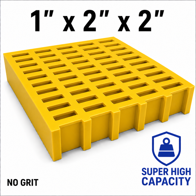 Grating - High Capacity, Profile: 1" x 2" x 2" H, Size: 4' W x 8' L, Fire Retardant: Yes, Grit: No, Color: RAL1003-SignalYellow, Resin: ISO