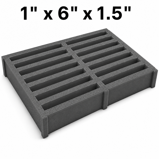 Grating - Standard, Profile: 1" x 6" x 1.5" H, Size: 4' W x 8' L, Fire Retardant: Yes, Color: RAL7012-BasaltGrey, Resin: ISO