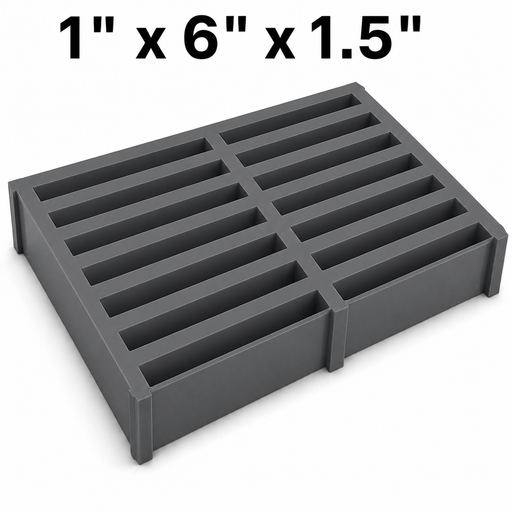 Grating - Standard, Profile: 1" x 6" x 1.5" H, Size: 4' W x 8' L, Fire Retardant: Yes, Color: RAL7012-BasaltGrey, Resin: ISO