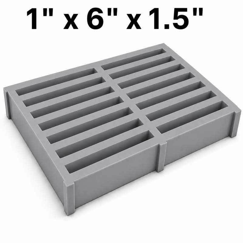 Grating - Standard, Profile: 1" x 6" x 1.5" H, Size: 4' W x 8' L, Fire Retardant: Yes, Color: RAL7004-SignalGrey, Resin: ISO