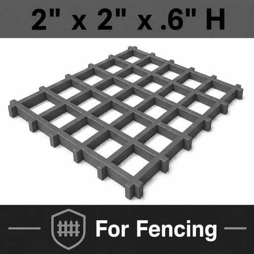 Grating - Square Fencing, Profile: 2" x 2" x 0.6" H, Size: 4' W x 8' L, Fire Retardant: Yes, Color: RAL7012-BasaltGrey, Resin: ISO