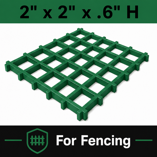 Grating - Square Fencing, Profile: 2" x 2" x 0.6" H, Size: 4' W x 8' L, Fire Retardant: Yes, Color: RAL6032-SignalGreen, Resin: ISO