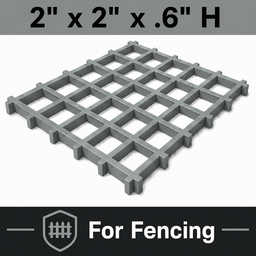 Grating - Square Fencing, Profile: 2" x 2" x 0.6" H, Size: 4' W x 8' L, Fire Retardant: Yes, Color: RAL7004-SignalGrey, Resin: ISO