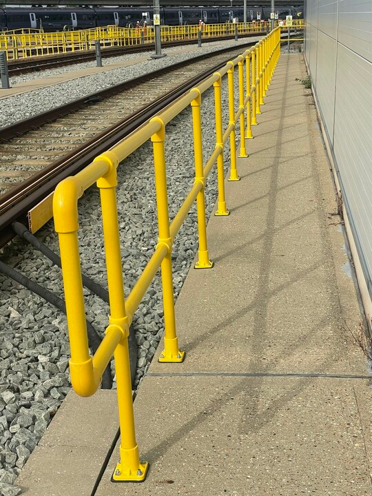 Fiberglass FRP Safety Guardrail Round Universal Connector, 2", RAL1023 Traffic Yellow, SMC/BMC Resin
