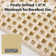 Grating - Minimesh, Profile: 0.75" x 0.75" x 1" H, Size: 4' W x 12' L, Fire Retardant: Yes, Grit: Yes, Color: RAL1001-Beige, Resin: ISO