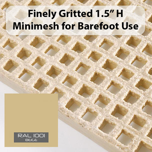 Grating - Minimesh, Profile: 0.75" x 0.75" x 1.5" H, Size: 4' W x 12' L, Fire Retardant: Yes, Color: RAL1001-Beige, Resin: ISO