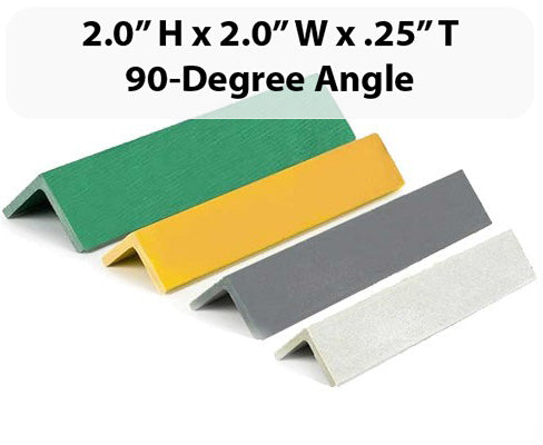 Pultruded - 90-Degree Angle, Profile: 2" W x 2" H x 0.25" T, Size: 10' L, Fire Retardant: Yes, Color: RAL7004-SignalGrey, Resin: ISO