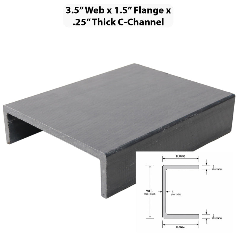 Pultruded - C-Channel, Profile: 3.5" W x 1.5" H x 0.25" T, Size: 10' L, Fire Retardant: Yes, Color: RAL7004-SignalGrey, Resin: ISO