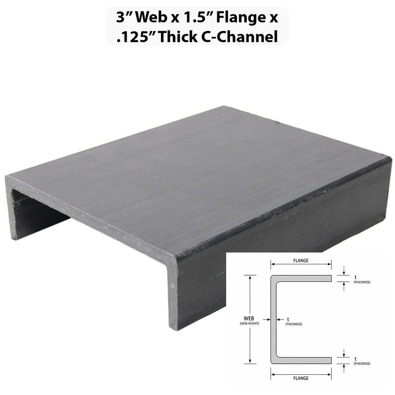 Pultruded - C-Channel, Profile: 3" W x 1.5" H x 0.125" T, Size: 10' L, Fire Retardant: Yes, Color: RAL7004-SignalGrey, Resin: ISO