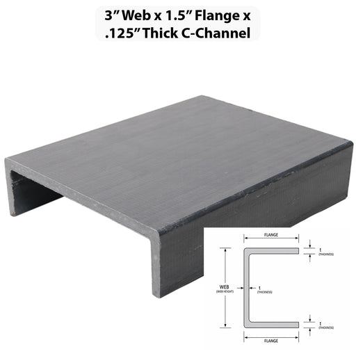 Pultruded - C-Channel, Profile: 3" W x 1.5" H x 0.125" T, Size: 10' L, Fire Retardant: Yes, Color: RAL7004-SignalGrey, Resin: ISO