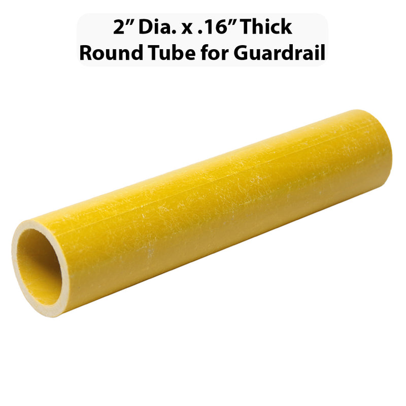 Pultruded - Round Tube, Profile: 2" W x 0.16" T, Size: 10' L, Fire Retardant: No, Color: RAL1023-TrafficYellow, Resin: ISO