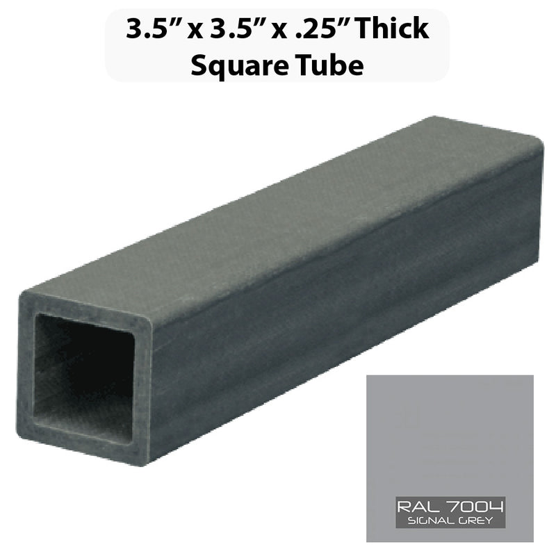 Pultruded - Square Tube, Profile: 3.5" W x 3.5" H x 0.25" T, Size: 10' L, Fire Retardant: Yes, Color: RAL7004-SignalGrey, Resin: ISO