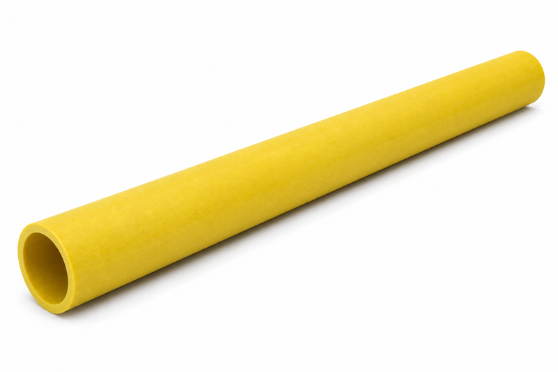 Fiberglass FRP Pultruded Round Tube, 2" W x 0.16" T, 10' L, RAL1023 Traffic Yellow, ISO Resin